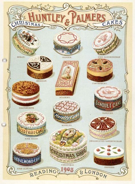 England Desserts, Victorian Food, Cakes And Pies, Food Posters, Vintage Food, Christmas Cakes, Vintage Cookbooks, Vintage Cake, Vintage Labels