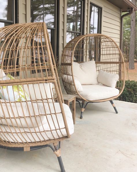 Opalhouse egg chairs FTW Egg Chair Backyard, Outside Egg Chair, Pato Furniture, Outdoor Egg Chair Patio, Egg Chair Decor, Outside Chairs, Boho Chairs, Egg Chair Outdoor, Backyard Chairs