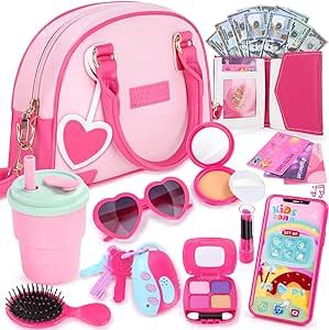 INNOCHEER Little Girls Purse, Kids Toy Purse with Pretend Makeup, Play Purse for Little Girls, Pretend Play Toddler Purse, Birthday Christmas Princess Gifts Toys for Girls 2 3 4 5 6 7 8 Year Old Christmas Toys For Girls, Stylish Toddler Girl, Christmas Princess, Pretend Makeup, Toddler Purse, Toddler Girl Toys, Kids Purse, Princess Gifts, Princess Toys