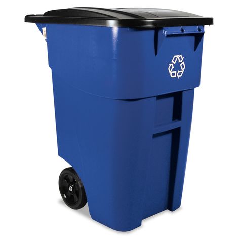 Rubbermaid Commercial Products Brute 50-Gallon Blue Commercial Outdoor Recycling Bin with Lid Blue Kitchen Accessories, Recycle Logo, Outdoor Trash Cans, Trash Containers, Waste Container, Recycling Containers, Integrated Handles, Trash And Recycling Bin, Recycle Trash