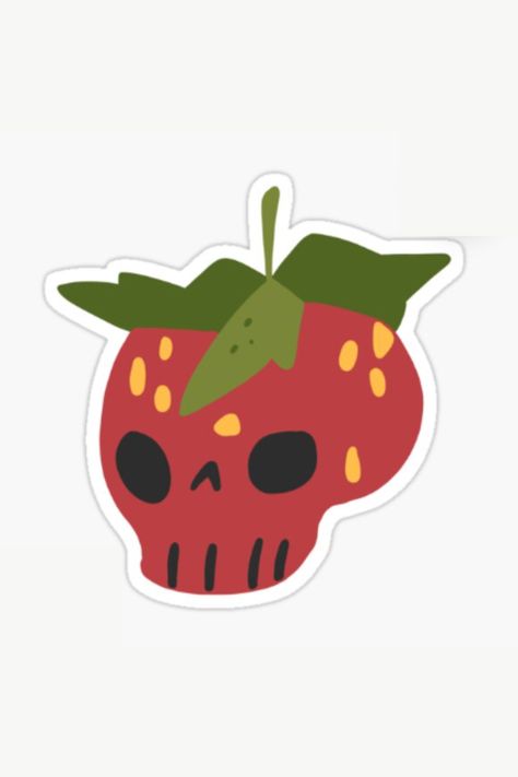 Strawberry skull sticker! Handrawn Available on my Redbubble shop (click link)   Not my design :) Strawberry Skull, Skull Sticker, My Design, Spa Day, Spa, Halloween, Nails, Design