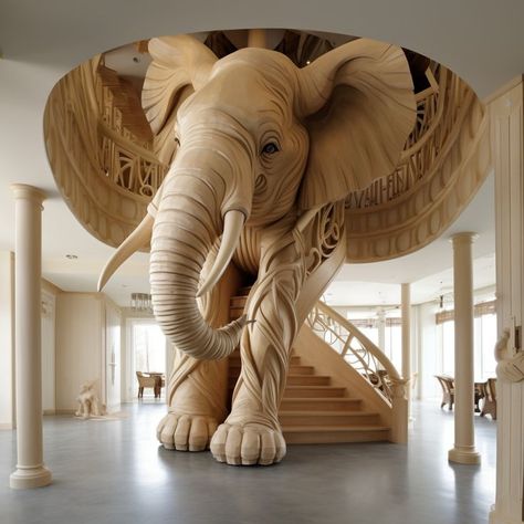 Awesome house - All Things Elephant Elephant Bathroom Decor, Elephant Bathroom, Elephant Rock, Beautiful Stairs, Fantasy Furniture, House Interior Design Styles, Stair Case, Bathroom Decor Ideas Colors, Unique House Design