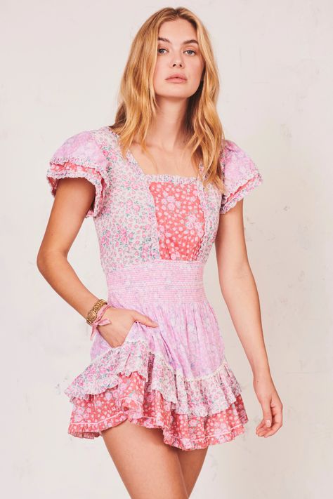 Stanton Dress (Strawberry Melange) - Women's Dresses | LoveShackFancy.com Ingenue Style, Pink Globe, Floral Color, Gothic Lolita, Girly Outfits, Ditsy Floral, Flutter Sleeves, Floral Print Dress, Ruffle Trim