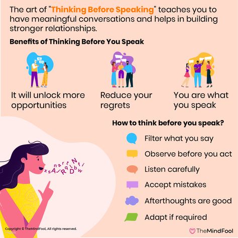 Often situations in life lead us to believe that if actions speak louder than words, why bother to think before you speak, isn’t it? This does not seem odd, at least initially. But the minute you encounter a situation in which the person on the other side does not intend to do what he or she says, the realization happens. #thinkbeforeyouspeak #think #thinkpositive #bekind #thinkbeforeyouact #thinkagain #thinksmart #thinkers #thinkgrowprosper #thinkbeforeyouink #thinking #thinkforyourself How To Think Before You Act, When Not To Speak, How To Think Before You Speak, Unkind Words, Think Before You Speak, Laws Of Life, Say What You Mean, Why Bother, How To Think