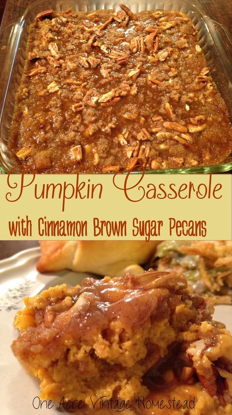 Family Favorite Casseroles, Vintage Homestead, Broccoli Casserole Recipe, Pumpkin Casserole, Sugar Pecans, Pecan Topping, Sugared Pecans, White Bread Recipe, Farmhouse White