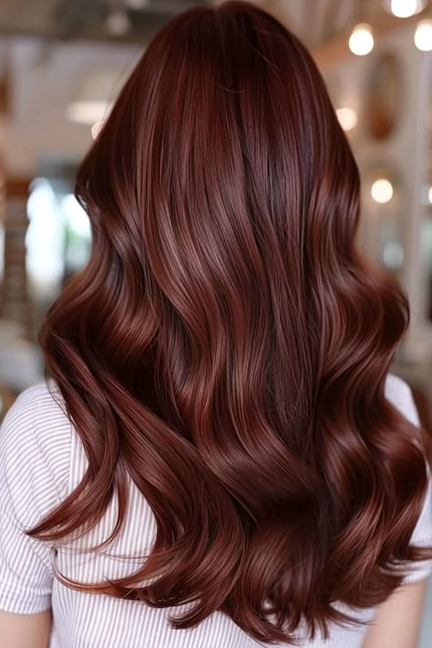 Get inspired by these 25 beautiful chocolate cherry brown hair ideas. Perfect for updating your look with a rich, warm tone. Deep Mahogany Hair Color, Red Toned Brown Hair, Warm Red Brown Hair, Warm Tone Hair Color, Chocolate Cherry Brown Hair, Chocolate Red Hair, Warm Red Hair, Cherry Brown Hair, Reddish Brown Hair Color