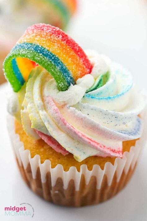 Rainbow Cupcake Cake, Angel Food Cake Cupcakes, Rainbow Swirl Cake, Rainbow Icing, Rainbow Baking, Almond Cupcakes, Rainbow Desserts, Rainbow Frosting, Rainbow Cupcake