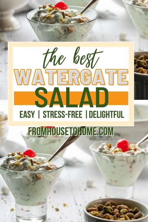 The Best Watergate Salad Recipe | Best of Entertaining Diva Green Fluff Salad, Pistachio Fruit Salad, Watergate Salad Recipe, Green Fluff, Pistachio Fluff, Fluff Salad Recipes, Watergate Salad, Fluff Salad, Pistachio Salad