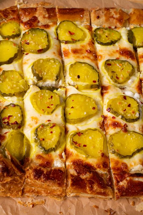 Cheesy Pickle Bread | 12 Tomatoes Dill Pickle Cheesy Breadsticks, Cheesy Pickle Bread 12 Tomatoes, Cheesy Pickle Bread, Cheesy Baked Pickle Dip, Cooking With Pickles, Pickle Party Food, Pickle Bread Recipes, Pickle Dessert, Pickles Appetizers