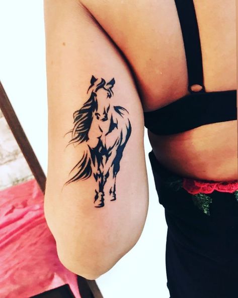 Horse Tattoo Ideas For Women Leg, Unique Horse Tattoos, Horse Floral Tattoo, Horse Related Tattoos, Mustang Horse Tattoo, Horse Silhouette Tattoo, Spirit Horse Tattoo, Spirit Tattoo Horse, Horse Tatoos Ideas