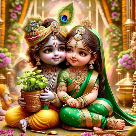 Baby Radha Krishna Images, Baby Murugan Paintings, Little Kanha Ji Images, Jay Shree Krishna, Krishna Birthday, Tulsi Vivah, Radhe Krishna Wallpapers, Krishna Drawing, Little Krishna