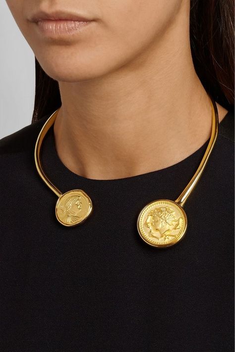 Gold Coin Jewelry, Coin Jewellery, Western Jewellery, Stacked Rings, Gold Coin Necklace, Lele Sadoughi, Pearl Jewelry Necklace, Gold Coin, Roland Mouret