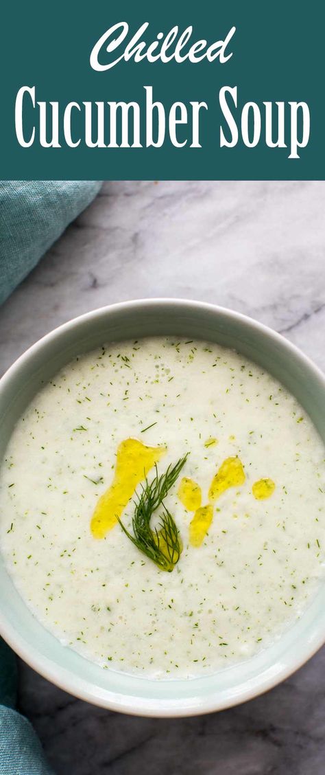 Cold Cucumber Soup, Chilled Soup Recipes, Cold Soup Recipes, Cucumber Soup, Chilled Soup, Quick Food, Summer Soup, Easy Cold, Cold Soup