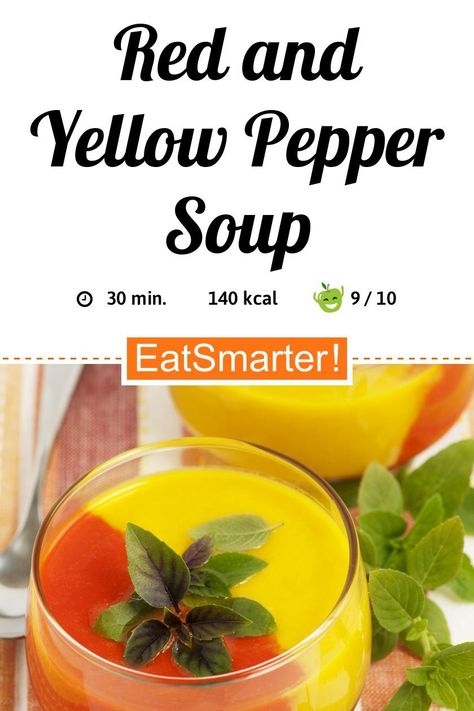 Red and Yellow Pepper Soup - few calories - simple dish - So healthy is the recipe: 9.5/10 | A recipe idea by EAT SMARTER | European, French, Spanish, In a jar, Vegetable, soup, Vegetable Soup, Cream Soup #fruitvegetable #healthyrecipes Bell Pepper Soup, Healthy Fall, Fall Recipes Healthy, Yellow Pepper, Cream Soup, Fall Soups, Stuffed Pepper Soup, Bowl Of Soup, Eat Smart