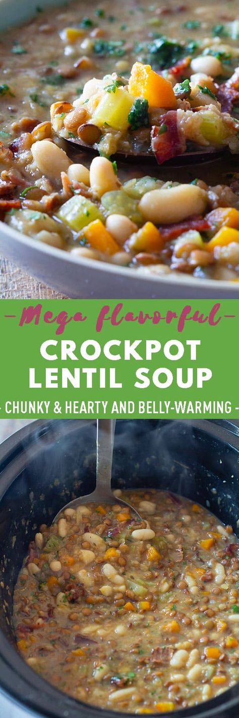 Prepare crockpot lentil soup in the morning and have a filling and healthy dinner ready in the evening. With a combination of beans and vegetables, this soup has lots of unique flavors. Crock Pot Lentil Soup, Crockpot Lentil Soup, Beans And Vegetables, Slow Cooker Lentils, Lentil Soup Recipes, Lentil Recipes, Vegetarian Soup, Crock Pot Soup, Fall Food