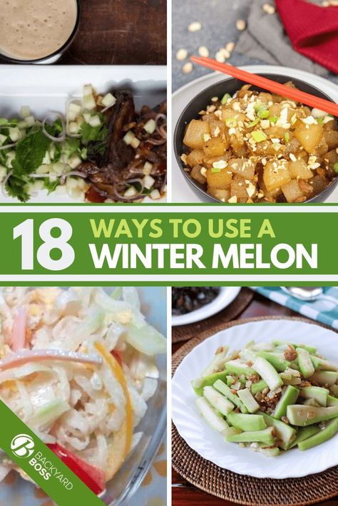 Winter melon is a delicious ingredient to use in cold and warm dishes alike. Whether you're a fan of winter melon tea, braised winter melon, or winter melon soup, we've got the recipe for you. Plus, most of these recipes are incredibly easy to make. Check these awesome recipes out! #WinterMelon #WinterRecipes #SoupRecipes Winter Melon Recipe Chinese, Melon Salad Recipes, Winter Melon Tea, Winter Melon Soup, Melon Tea, Melon Soup, Melon Recipes, Melon Salad, Winter Melon