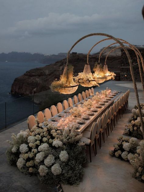 An abundance of white florals complements this romantic wedding reception in Santorini | wedding, wedding inspo, wedding decor ideas, wedding decor, intimate wedding, wedding reception, wedding reception decor, destination wedding, Santorini wedding, romantic wedding decor, romantic wedding, wedding reception ideas, wedding tablescapes, wedding table decor, wedding table centerpieces, luxury wedding reception, white wedding, wedding flowers, wedding floral designs #wedding #weddingreception Seating Arrangement Wedding, Wedding Jitters, Mykonos Wedding, Destination Wedding Italy, Wedding In Greece, Beautiful Wedding Reception, Romantic Wedding Receptions, Intimate Wedding Reception, The Dream Team