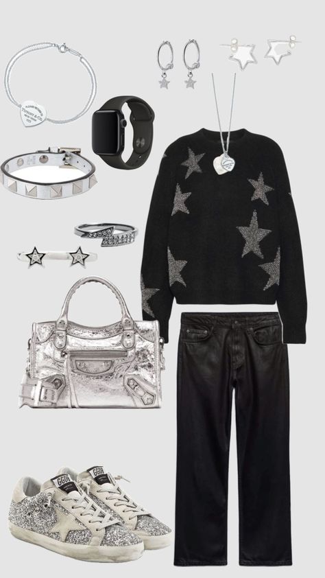 #stars #stargirl #zadigandvoltaire #balenciaga #tiffanyandco #valentino #goldengoose #zara #coolgirl #theweeknd #outfit #outfitinspo #outfitideas Valentino Shoes Outfit, Stargirl Outfits, Stockholm Style, Style Star, Valentino Shoes, Balenciaga, Cut Out, Zara, Clothes