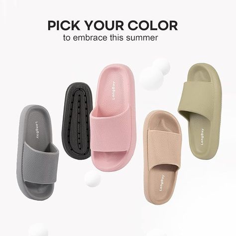 LongBay Cloud Slides for Women and Men, Comfy Pillow Slipper Shower Sandals Shoes with Arch Support for Pool Beach Home Indoor Outdoor Use Cloud Slides, Comfy Pillow, Shower Sandals, Shower Slippers, Fashion Slides, Slides For Women, Comfy Pillows, Home Indoor, Pool Beach