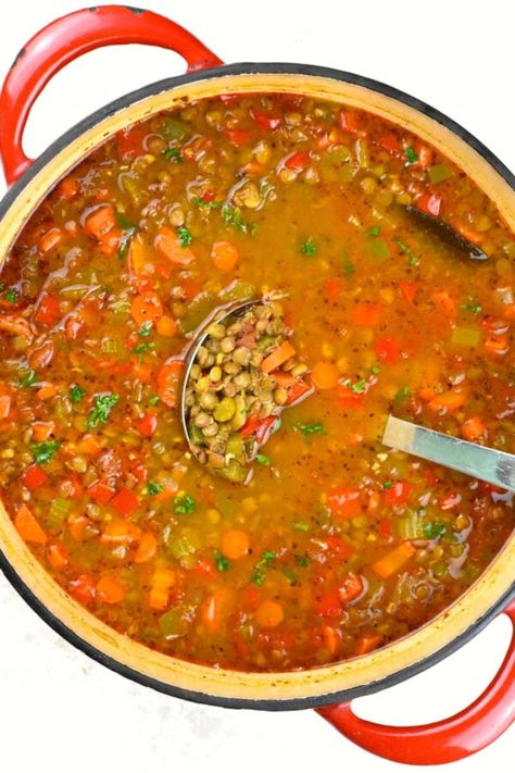 Dutch Oven Lentils, Mexican Lentil Soup Recipe, Veggie Lentil Soup, Rick Bayless Recipes, Lentil Recipes Easy, Chorizo Soup, Liquid Meals, Plate Recipes, Rolls Bread