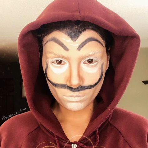 Srizna on Instagram: “MAKEUP||Money Heist.Dali mask Since Money Heist  is going crazy all over the world, I decided to do dali mask during stay home, Didnot turn…” Dali Mask, Money Heist, Instagram Makeup, Stay Home, Dali, Going Crazy, I Decided, All Over The World, Halloween Face