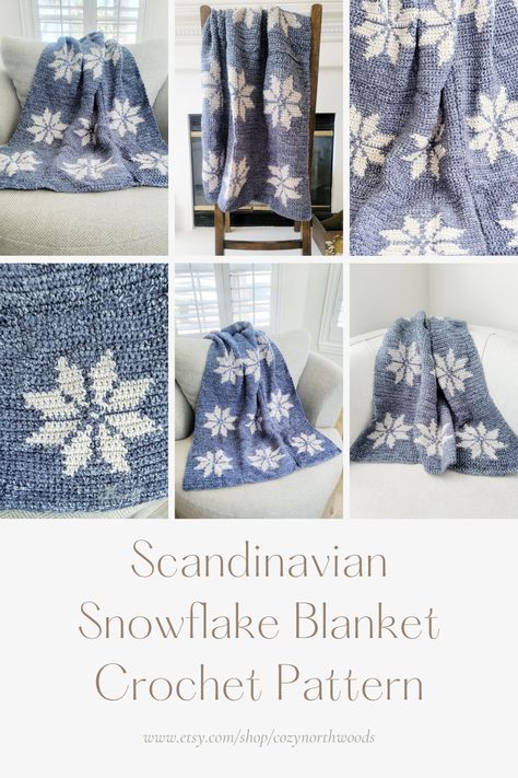 Swedish Crochet Patterns, Snowflake Blanket Crochet, Scandinavian Crochet, Snowflake Crochet Pattern, Crochet Pattern Afghan, Snowflake Blanket, Snowflake Crochet, Winter Crochet, Winter Blankets