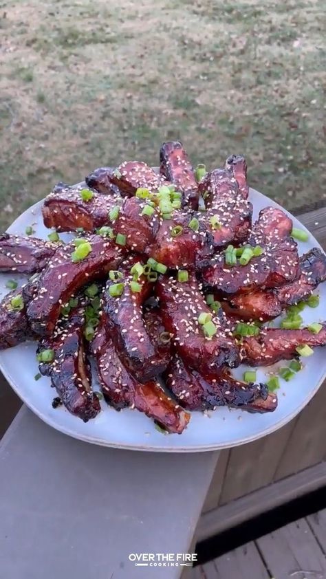 Fried Sticky Ribs, Sticky Ribs Recipe, Sticky Pork Ribs, Sticky Ribs, Over The Fire Cooking, Bbq Steak, Bbq King, Sleepover Food, Bbq Beef