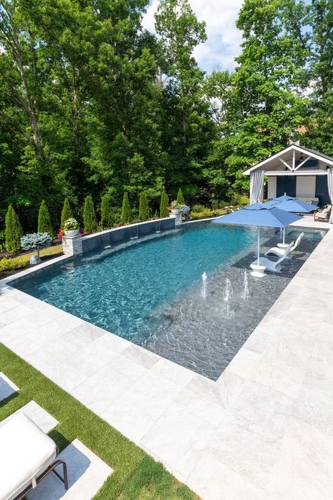 StoneScapes Puerto Rico Blend Large Tropics Blue Large | NPT Pool Finishes Pool Area Ideas, Pool Design Plans, Pool Snacks, Pool Landscaping Ideas, Pool Party Food, Pool Shed, Pool Deck Ideas, Living Pool, Dream Backyard Pool