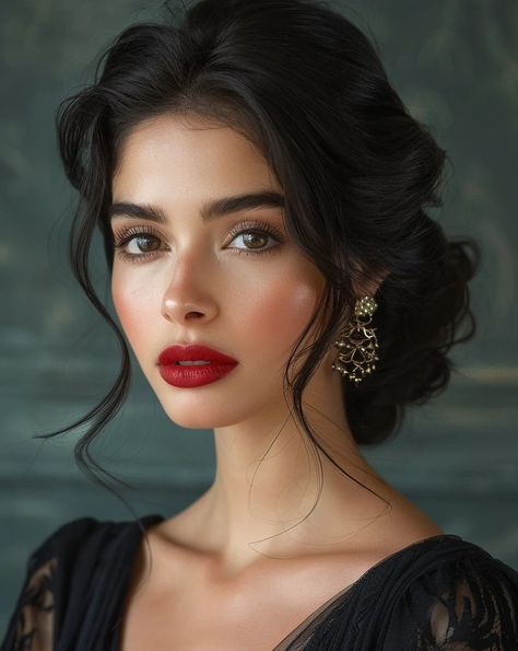 Gorgeous Wedding Makeup, Asian Bridal Makeup, Wedding Makeup Tutorial, Red Lip Makeup, Braut Make-up, Glam Look, Dress Hairstyles, Bride Makeup, Bridal Hair And Makeup