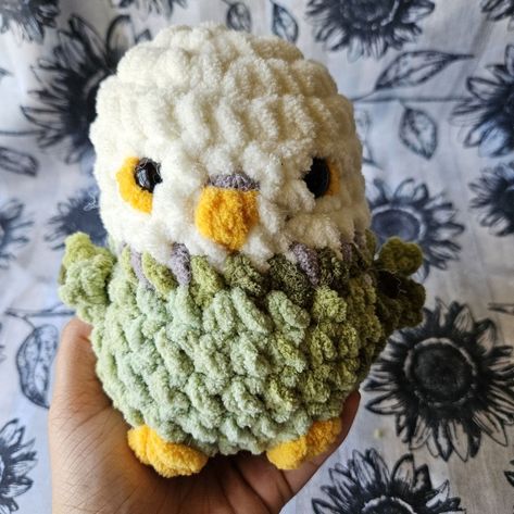 Hand Crafted Toys | Crochet Green Pudgie Parakeet Bird Plush Amigurumi | Color: Gray/Green | Size: 8 Inches Crochet Pelican, Horse Socks, Bird Plush, Parakeet Bird, Crochet Green, Tag Blanket, Toys Crochet, Security Blanket, Safety Eyes