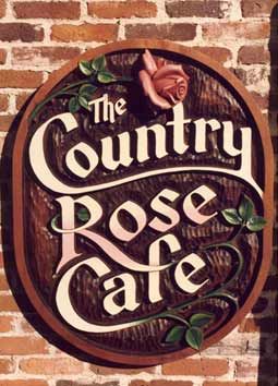 Country Rose Cafe Restaurant Hand Carved Wood Signs, Custom Carved Wood Signs, Wooden Business Signs, Hand Carved Signs, Signs For Business, Country Rose, Sign Board Design, Carved Signs, Bed And Breakfast Inn