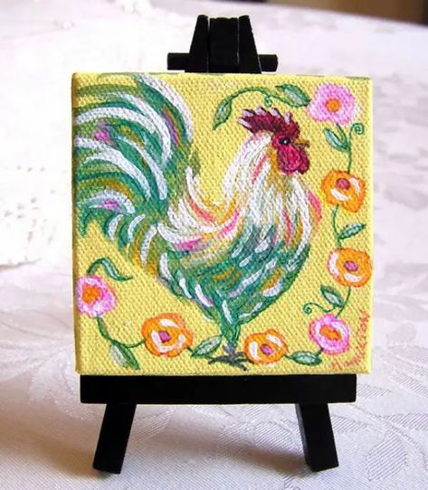 Mini Canvas Painting Ideas, Pineapple Painting, Canvas Painting Ideas For Beginners, Mini Toile, Painting Ideas For Beginners, Chicken Painting, Small Canvas Paintings, Canvas Painting Ideas, Chicken Art