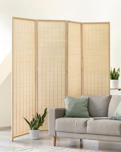 Amazon.com - JOSTYLE Room Divider 4 Panel Folding Privacy Screen, Bamboo Room Divider Screen - 6 ft. Tall Wall Divider for Room Separation Freestanding Partition Separators, Beige Freestanding Wall Divider, Room Divider For Office, Room Dividers For Studio Apartments, Entrance Divider, Foldable Room Divider, Temporary Wall Divider, Apartment Nursery, Upstairs Apartment, Luxurious Salon