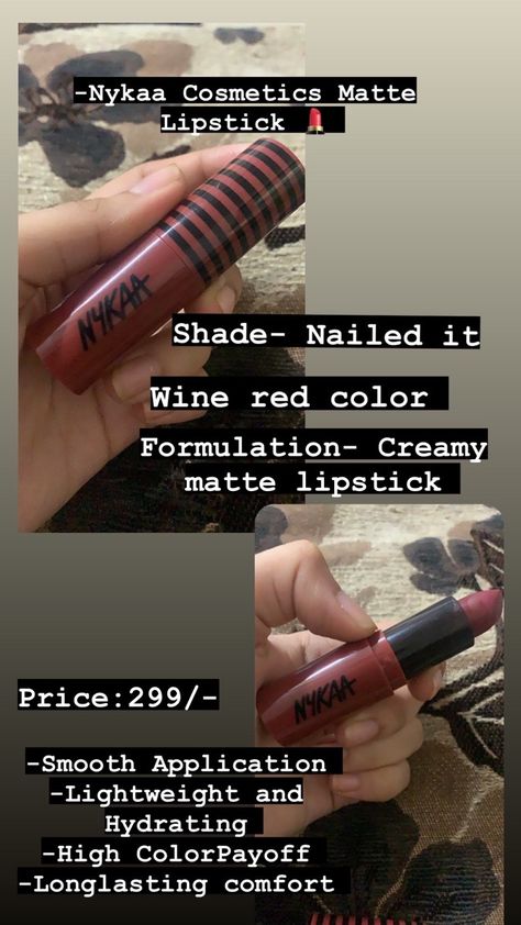 Nykaa Lipstick Shades, Matte Lipstick Shades, Creamy Lipstick, Wine Red Color, Lip Service, Lipstick Shades, Wine Colored, Matte Lipstick, Beauty Cosmetics