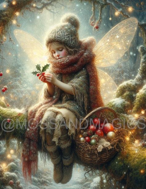 Winter Forest Fairy holding Holly Whimsical Fantasy Vintage painting print Art  | eBay Forest Fairy Art, Free Fall Wallpaper, Fairy Character, Christmas Fairies, Paper Phone, Fantasy Vintage, Christmas Everyday, Fairy Clipart, Fantasy Fairies