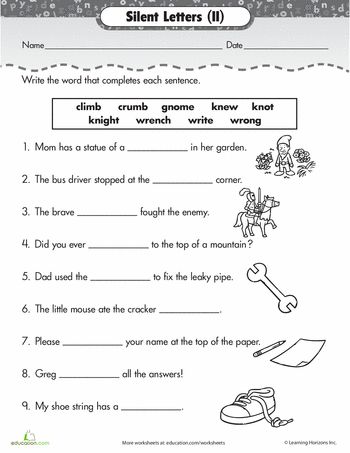 Worksheets: Phonics Review: More Silent Letters Grade 3 Phonics Worksheets, Silent Letters Activities, Spelling Practice Worksheets 2nd Grade, Silent E Worksheets, Silent Letters Worksheet, Long Vowel Silent E Worksheets Free, Silent E Worksheets Free First Grade, Grade 2 Weekly Spelling Words, Phonics Worksheets Grade 1