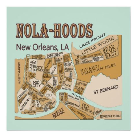 Map Of New Orleans, New Orleans History, Wood Lake, Cross River, Central City, St Bernard, Big Easy, Woven Throw, Lake View