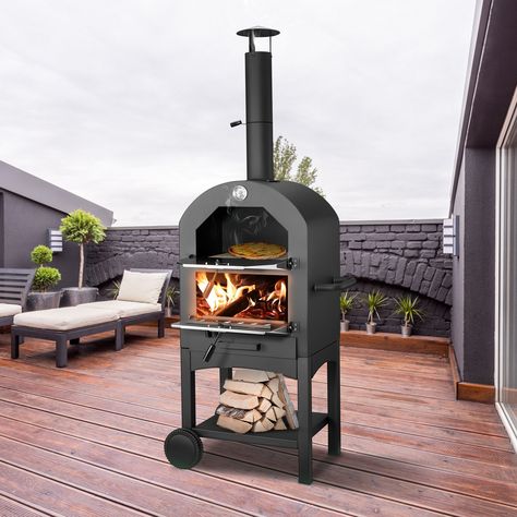 Danrelax Outdoor Pizza Oven Wood Fire with Waterproof Cover - Walmart.com Woodfired Pizza Oven, Mobile Pizza Oven, Freestanding Oven, Wood Burning Pizza Oven, Gas Pizza Oven, Pizza Company, Backyard Parties, Pizza Maker, Grill Rack