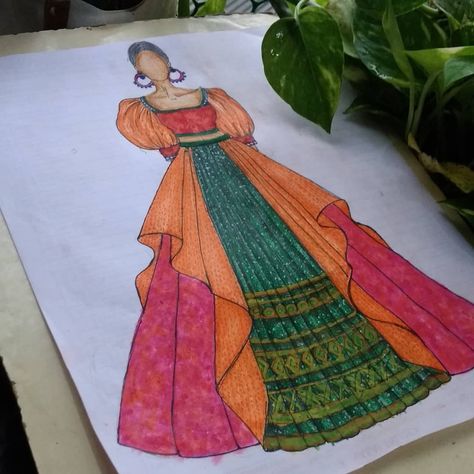 Modern Fashion Illustration, Sketch Indian, Fashion Illustration Design, Color Wheel Art, Fashion Designing, Fashion Illustration Sketches, Fashion Design Sketches, Illustration Sketches, Color Wheel