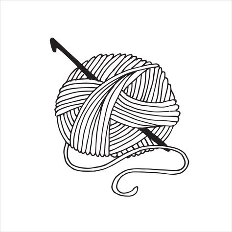 Download the vector illustration in doodle style. cute ball of yarn and a crochet hook. black and white illustration, logo, icon. knitting, crocheting, hobbies 9878684 royalty-free Vector from Vecteezy for your project and explore over a million other vectors, icons and clipart graphics! Bullet Journal Knitting, Knitting Tattoo, Yarn Color Combinations, Yarn Bracelets, Crochet Needle, Flower Logo Design, Crochet Ball, Ball Of Yarn, Yarn Skein