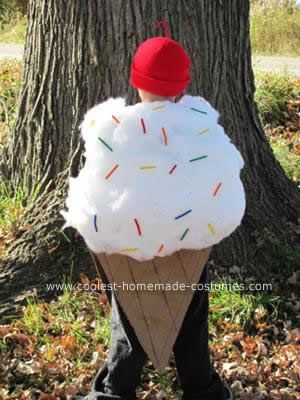 Coolest Homemade Ice Cream Cone with Sprinkles and Cherry Top Costume 13 Ice Cream Cone Costume Diy, Ice Cream Costume Kids, Ice Cream Cone Halloween Costume, Diy Cupcake Costume, Ice Cream Cone Diy, Ice Cream Cone Costume, Ice Cream Cone With Sprinkles, Homemade Ice Cream Cone, Ice Cream Costume