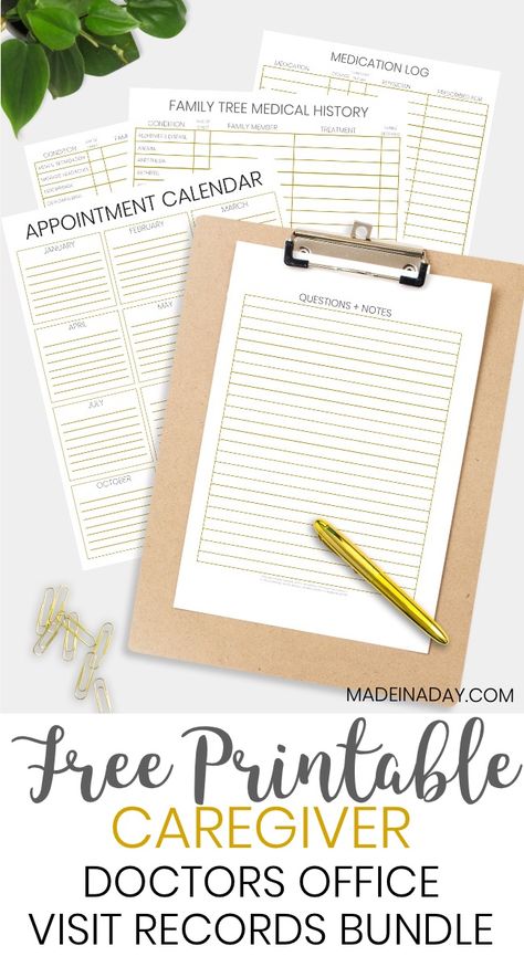 Medical Office Organization, Medical Printables, Medical Binder Printables, Medical Binder, Medication Log, Emergency Binder, Appointment Calendar, Binder Printables, Doctor's Office