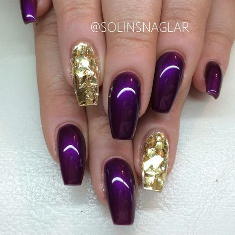 Kobe Nails, Lsu Nails, Purple And Gold Nails, Gold Coffin Nails, Mardi Gras Nails, Luv Nails, Matte Purple, Nail Board, Quince Ideas