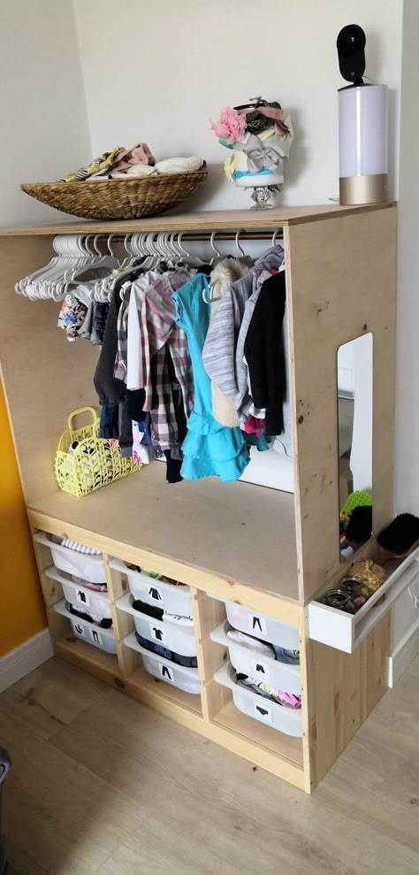 Ikea Trofast diy montessori wardrobe; kids closet, Ikea Trofast Wardrobe, Trofast Montessori Wardrobe, Trofast Wardrobe, Diy Kids Wardrobe, Trofast Closet, Diy Montessori Wardrobe, Trofast Diy, Ikea Hack Wardrobe, Montessori Closet