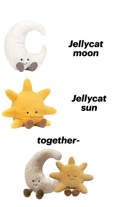 Jellycat sun and moon pair together and separate Jellycat Stuffed Animals, Sun And Moon, Stuffed Animals, Romance, Moon, Sun, Animals