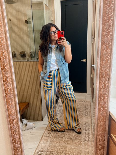 Women's Palazzo Pants Striped Wide … curated on LTK Striped Palazzo Pants Outfit, Stripped Palazzo Outfit, Casual Wide-leg Striped Pants, Better With Chardonnay, Spring Striped Wide-leg Pants, Goucho Pants, Summer Wide-leg Pants With Contrast Stripes, Palooza Pants, Cheap Striped Wide-leg Pants