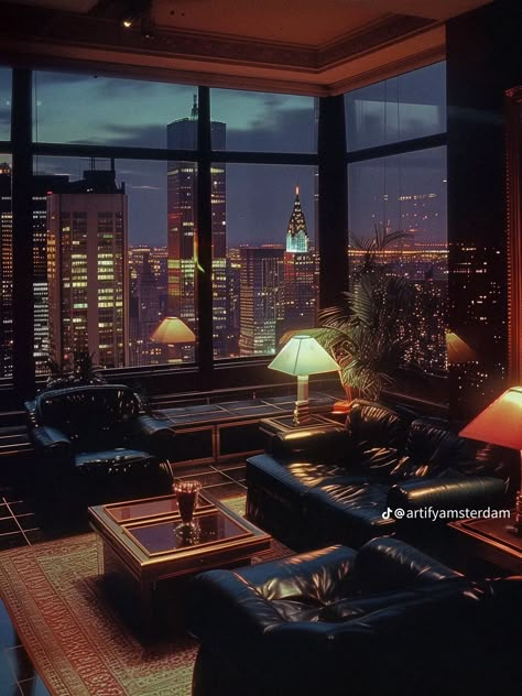 New York Penthouse Aesthetic, 80s Apartment Aesthetic, 90s Apartment, Soho House Nyc, Retro Mood Board, Background For Youtube, 80s Apartment, Nyc 90s, 90s Living Room