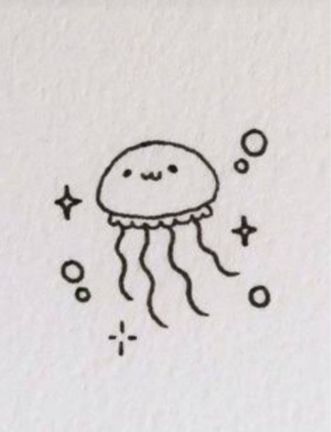 Doodle #doodle doodles #doodles drawing ideas #drawingideas 3.525 Sticker Ideas Cute, Drawings On Lined Paper, Cute Sea Animals, Doodle Doodle, Jellyfish Drawing, Dibujo Simple, Drawing Ideas List, Cute Easy Doodles, Fish Drawings