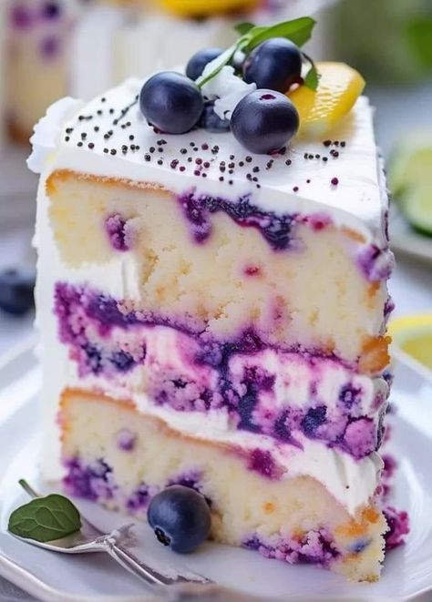 Jamie Oliver | Lemon Blueberry Cheesecake Cake- This is such a great recipe | Facebook Lemon Blueberry Pudding Cake, Blueberry Lemon Cheesecake Cake, Blueberry Cheesecake Cake Recipe, Lemon Cheesecake Birthday Cake, Lemon Blueberry Cake With Cream Cheese Frosting, Lemon Blueberry Cheesecake Cake Recipe, Lemon Blueberry Birthday Cake, Spring Cheesecake Recipes, Lemon Blueberry Recipes