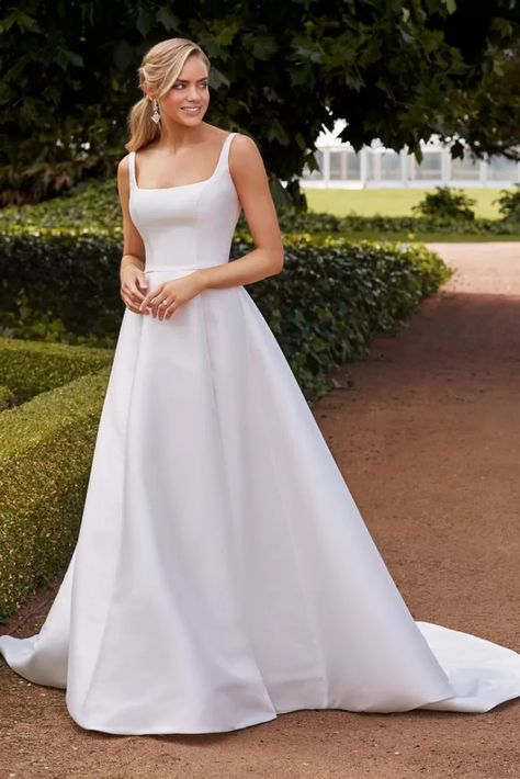 Mikado Wedding Dress, Sophia Tolli, Aline Wedding Dress, White Wedding Dress, Top Wedding Dresses, Designer Bridal Gowns, Allure Bridal, Satin Wedding Dress, A Line Gown